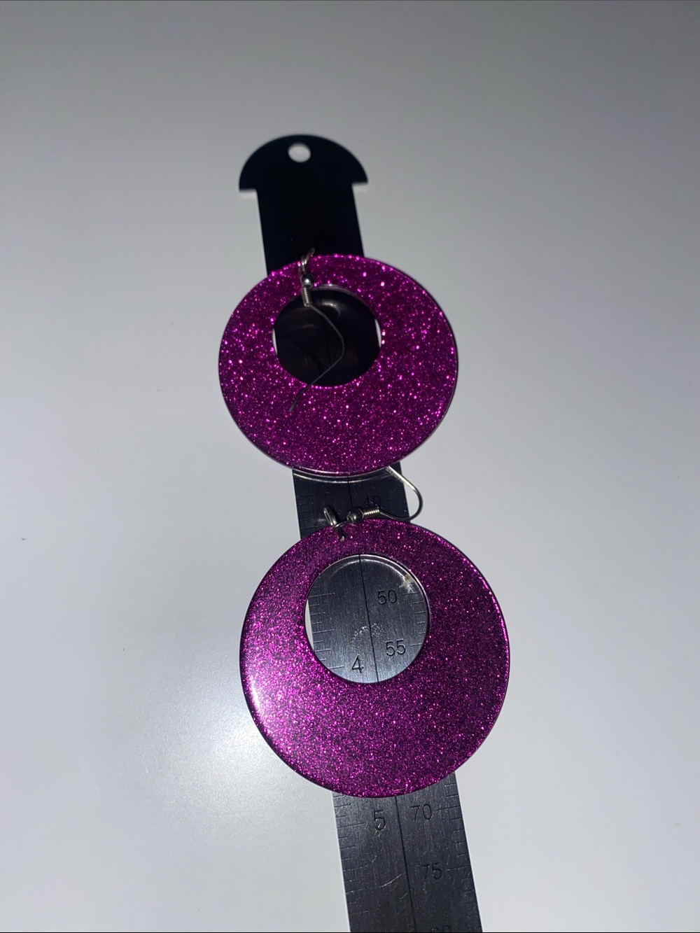 Glitter Hoop Drop Purple Earrings - Picture 3 of 3